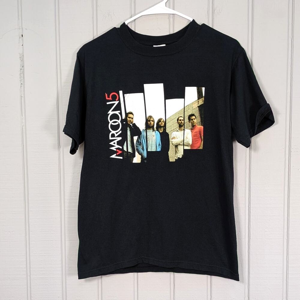 Vintage Y2K 2004 Maroon 5 Tour Band T-Shirt Black Cotton Short Sleeve Size Small
